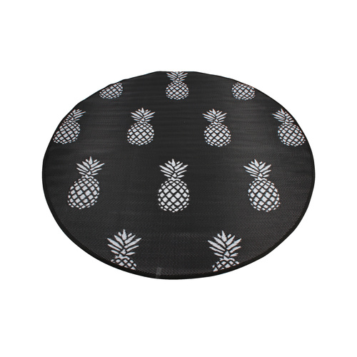 Round Outdoor Reversible Mat Weatherproof Pineapple 200cm Diameter