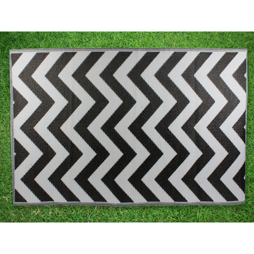 Outdoor Mat Weatherproof Zig Zag 120 x 180cm Black