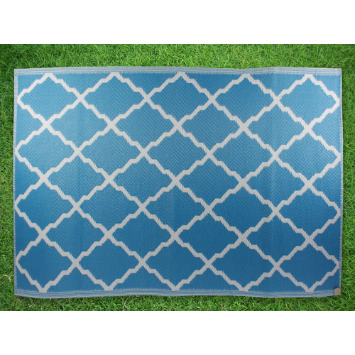 Outdoor Mat Weatherproof Morrocan 120 x 180cm Blue