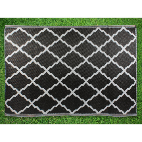 Outdoor Mat Weatherproof Morrocan 120 x 180cm Black