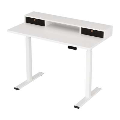 Electric Standing Desk Dual Motor Office Table With Shelf Drawer120Cm