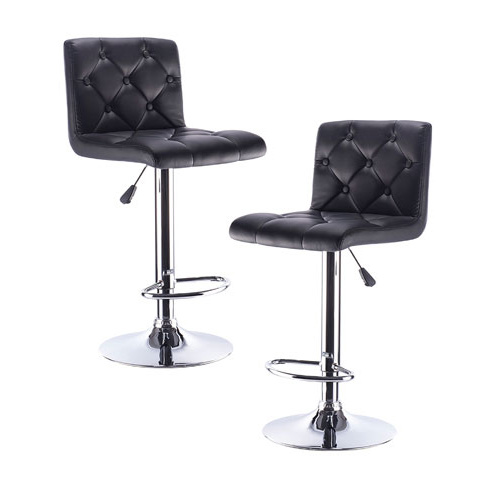 Set of 2 Black Pask Bar Stools with Gas Lift 