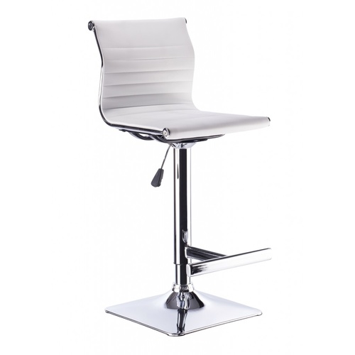 Set of 2 White Moda Bar Stools with Gas Lift 