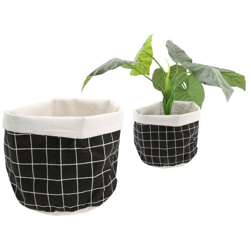 Black Check Medium Storage Basket 25 x 25cm