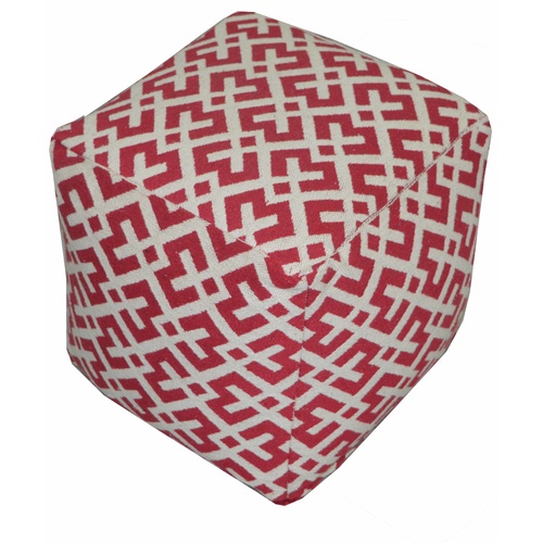 Red Woven Crosses Pouf 40 x 40 x 40cm 