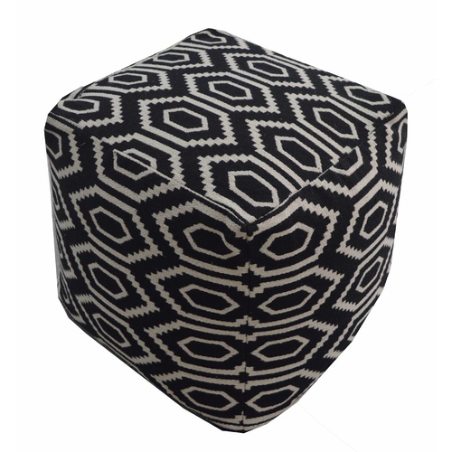 Black Woven Tiles Pouf 40 x 40 x 40cm 