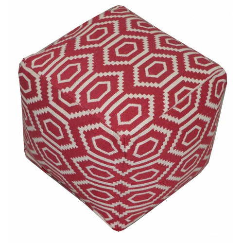 Red Woven Tiles Pouf 40 x 40 x 40cm 