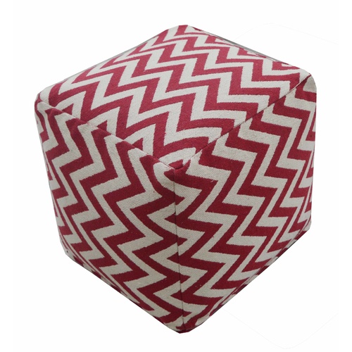 Red Woven Morrocan Pouf 40 x 40 x 40cm 