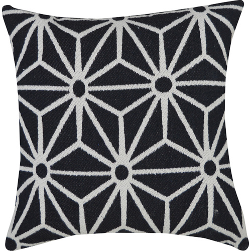 Woven Kaleidescope Cotton Cushion 40 x 40cm Black