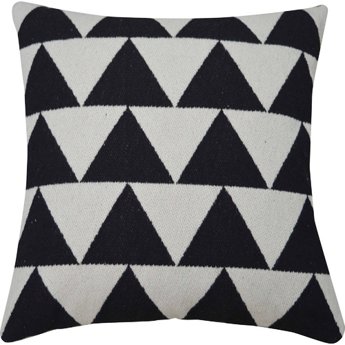 Woven Bold Triangle Cotton Cushion 40 x 40cm Black