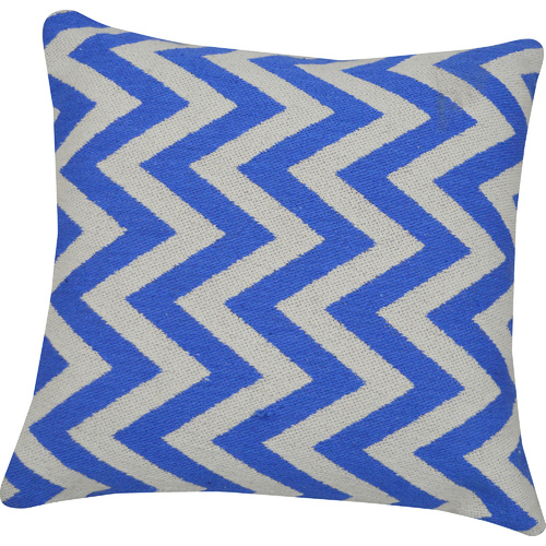 Woven Zig Zag Cotton Cushion 40 x 40cm Navy