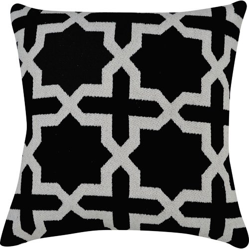 Woven Star Cross Cotton Cushion 40 x 40cm Black