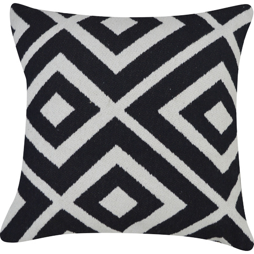 Woven Diametermond Cotton Cushion 40 x 40cm Black