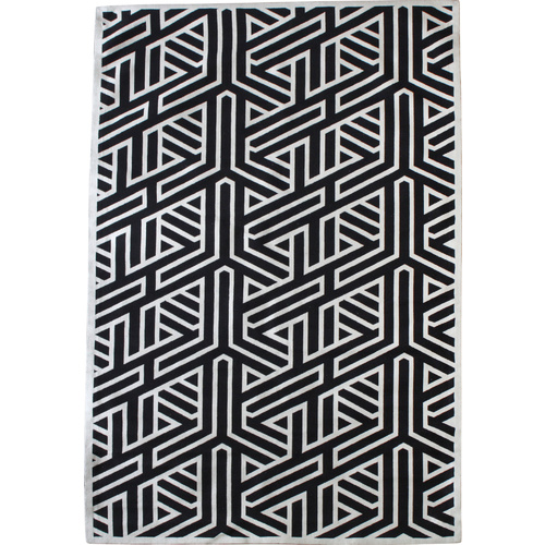 Woven Geo Weave Rug Black 120 x 180cm