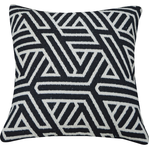 Woven Geo Weave Cotton Cushion 40 x 40cm Black