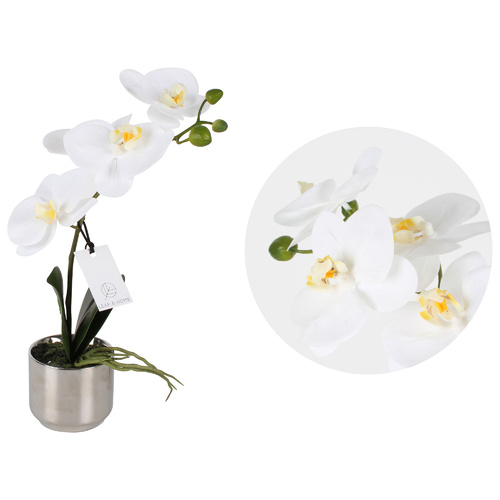 Oola Real Touch Orchid Metallic Silver Pot 33cm