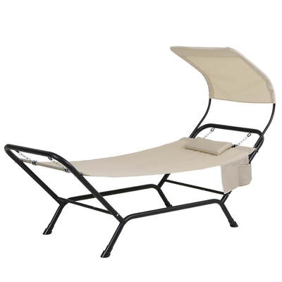 Hammock Bed w/ Stand Sun Lounge Chair Beige