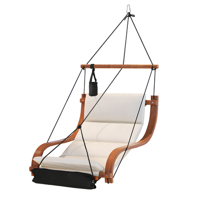 Hammock Chair Wooden Hanging Indoor Outdoor Garden Patio with Footrest