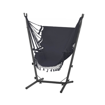 Hammock Chair Outdoor Camping Hanging Hammocks with Metal Stand Grey