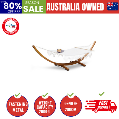 Hammock Bed Outdoor Camping Garden Tassel Timber Hammock White