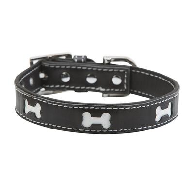 Black Bones Dog Collar Size Large Black 