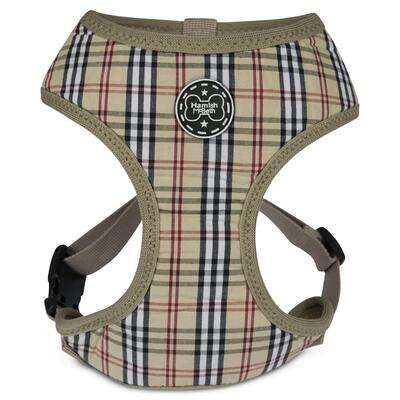 Brown Tartan Dog Harness Size Small 