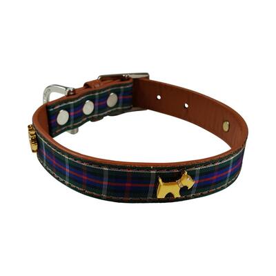 Highland Blue Tartan Dog Collar Size Small 