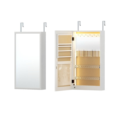 Mirror Jewellery Cabinet Makeup Jewelry Organiser Box LED Door Wall Mount