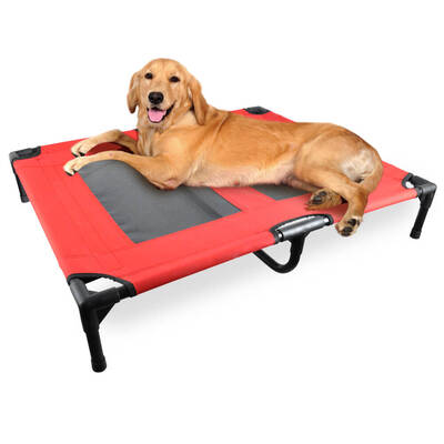 Heavy Duty Pet Bed Trampoline Dog Puppy Cat Hammock Mesh  Canvas M Red