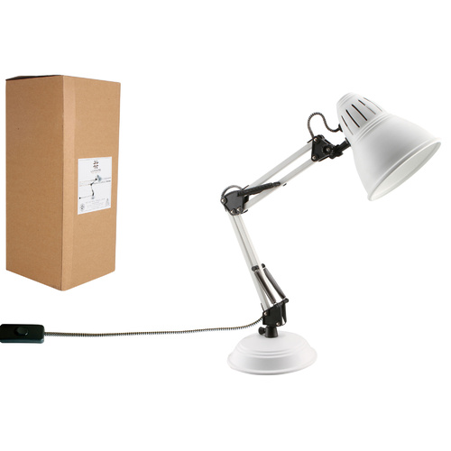 Luminite Industrial Table Lamp White 31.5 x 16.5 x 54cm