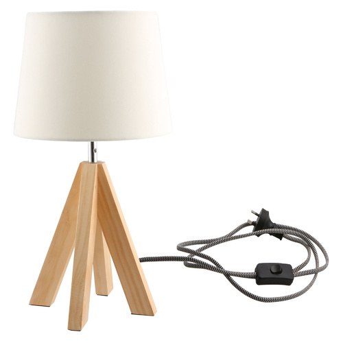 Luminite Wood Table Lamp Tri Cream 20 x 20 x 38cm