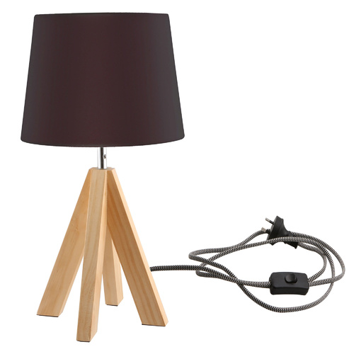 Luminite Wood Table Lamp Tri Chocolate 20 x 20 x 38cm