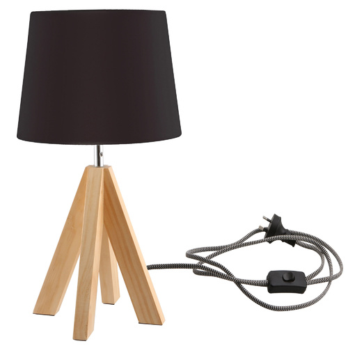 Luminite Wood Table Lamp Tri Black 20 x 20 x 38cm