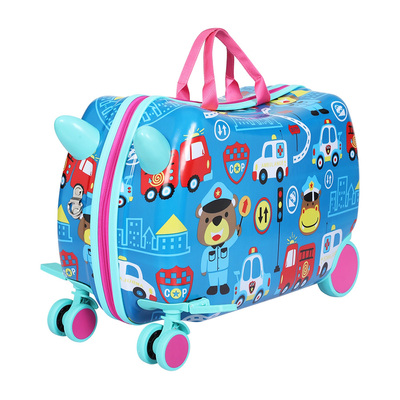 17" Kids Ride On Luggage Children Suitcase Trolley Travel Car