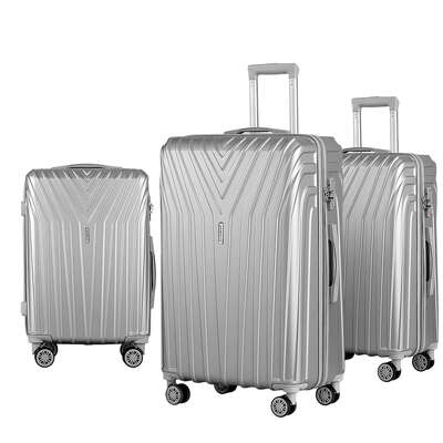 3Pc Luggage Trolley Set Suitcase Travel Tsa Hard Case Carry On Silver Lightweight