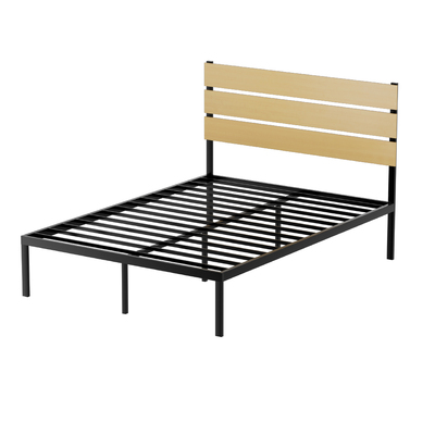 Bed Frame Double Size Metal Base Mattress Platform Foundation Black PAULA