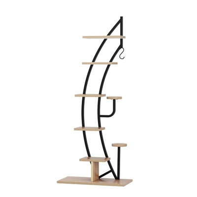 Plant Stand 6 Tier Metal Half Moon Shape Ladder Flower Pots Corner Shelf