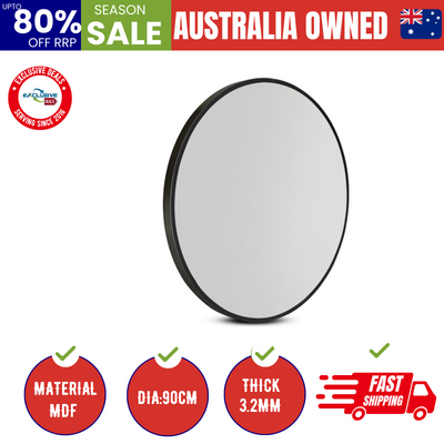 Wall Mirror Makeup 90Cm Home Decor Framed Mirrors Bathroom Round Black