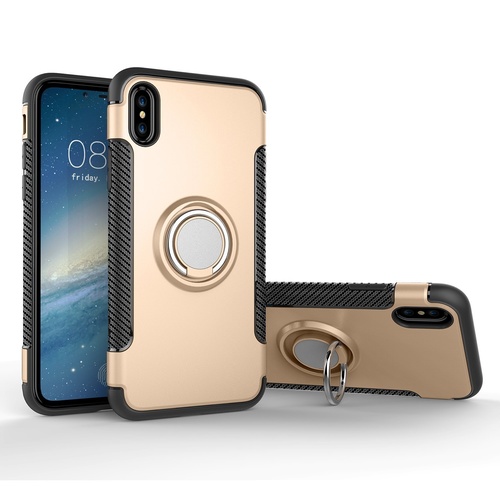 iPhone 7/8 Plus 5.5 inch Armour Case with Magnetic 360 Degree Ring Holder (Gold)