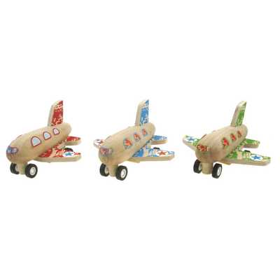 Wooden Pull Back Airplane Set Of 3