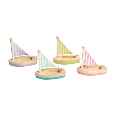 Calm & Breezy Wooden Small Sailboat Set Of 4