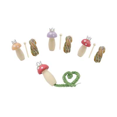 Wooden Mushroom Knitting Nancy Craft Kit -Pk 3