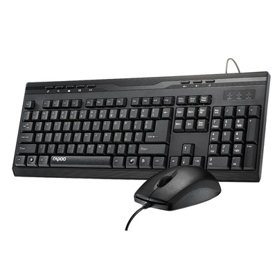 Rapoo Wired Keyboard Mouse Optical Combo - Black