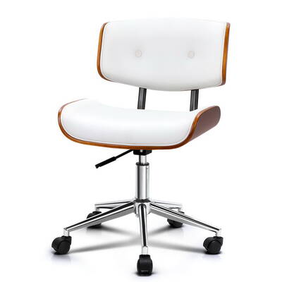 Executive Wooden Office Chair Leather Computer Chairs Seat Bentwood White