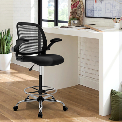 Veer Drafting Stool Office Chair Mesh Adjust Black