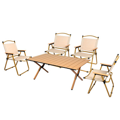 Stylish Folding Camping Table Chair Set Oak