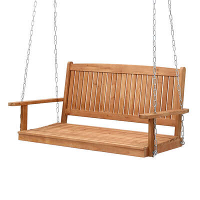 Porch Swing Chair With Chain Outdoor Furniture Wooden Bench 2 Seater