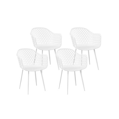 4PC Outdoor Dining Chairs PP Lounge Chair Patio Furniture Garden White