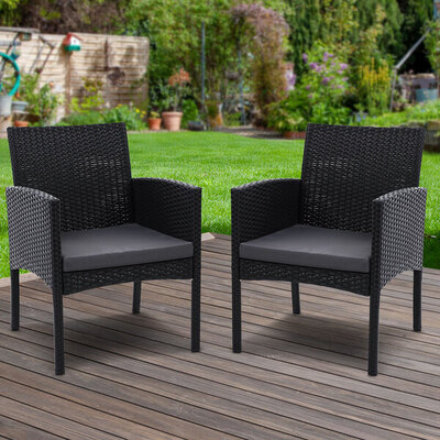 2Pc Outdoor Dining Chairs Patio Furniture Rattan Lounge Chair Xl Ezra