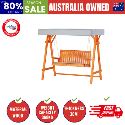 Wooden Swing Chair Garden Bench Canopy 3 Seater Outdoor Furniture